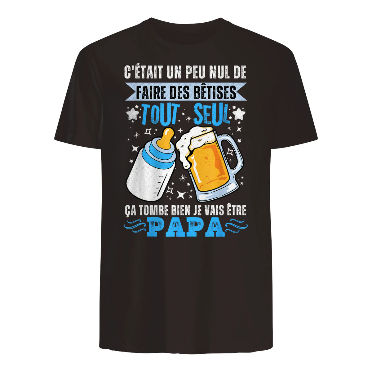 bientôt papa 2026 Annonce Futur Papa Humour Nouveau Papa tee in Dark Chocolate - back view