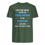 Départ Métier Super Pompier Humour Beau Gosse Pompier in Military Green - back view