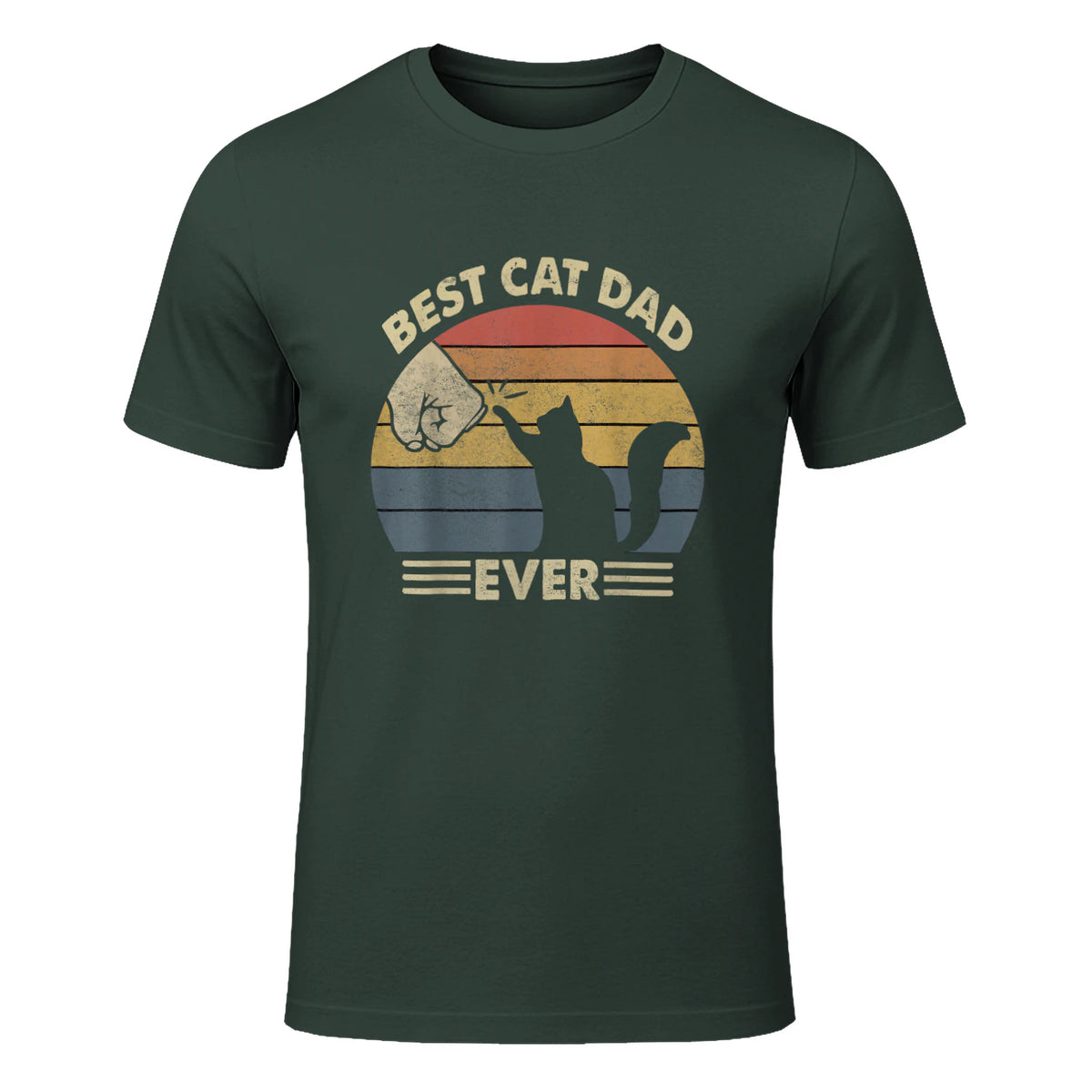 Best Cat Dad Ever T-Shirt in Forest Green - front view