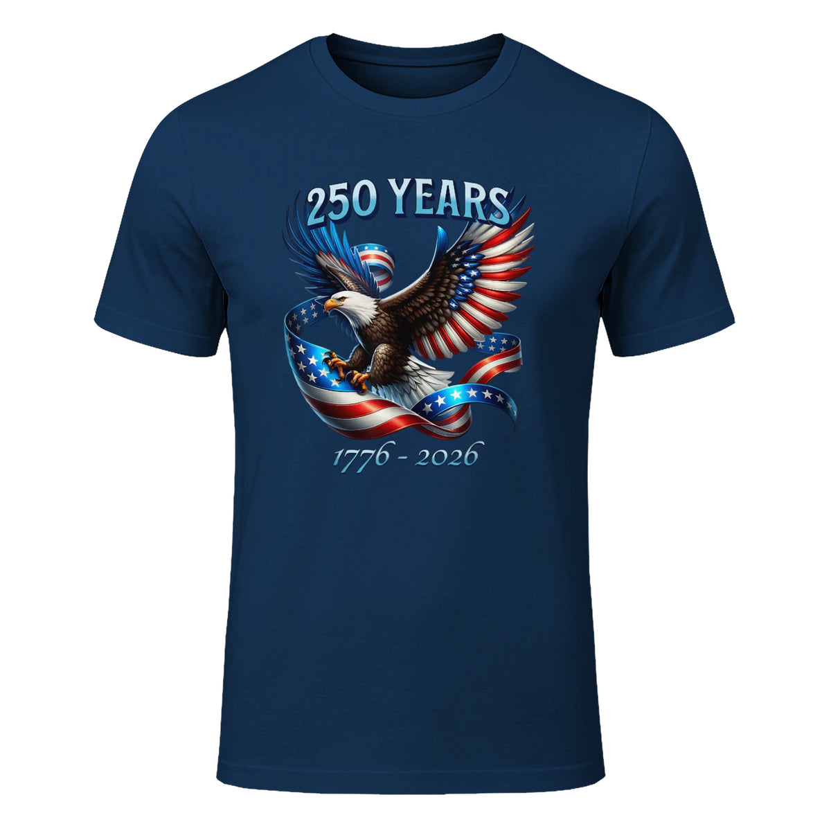 Patriotic Eagle and Flag Anniversary T-Shirt in Navy - front view