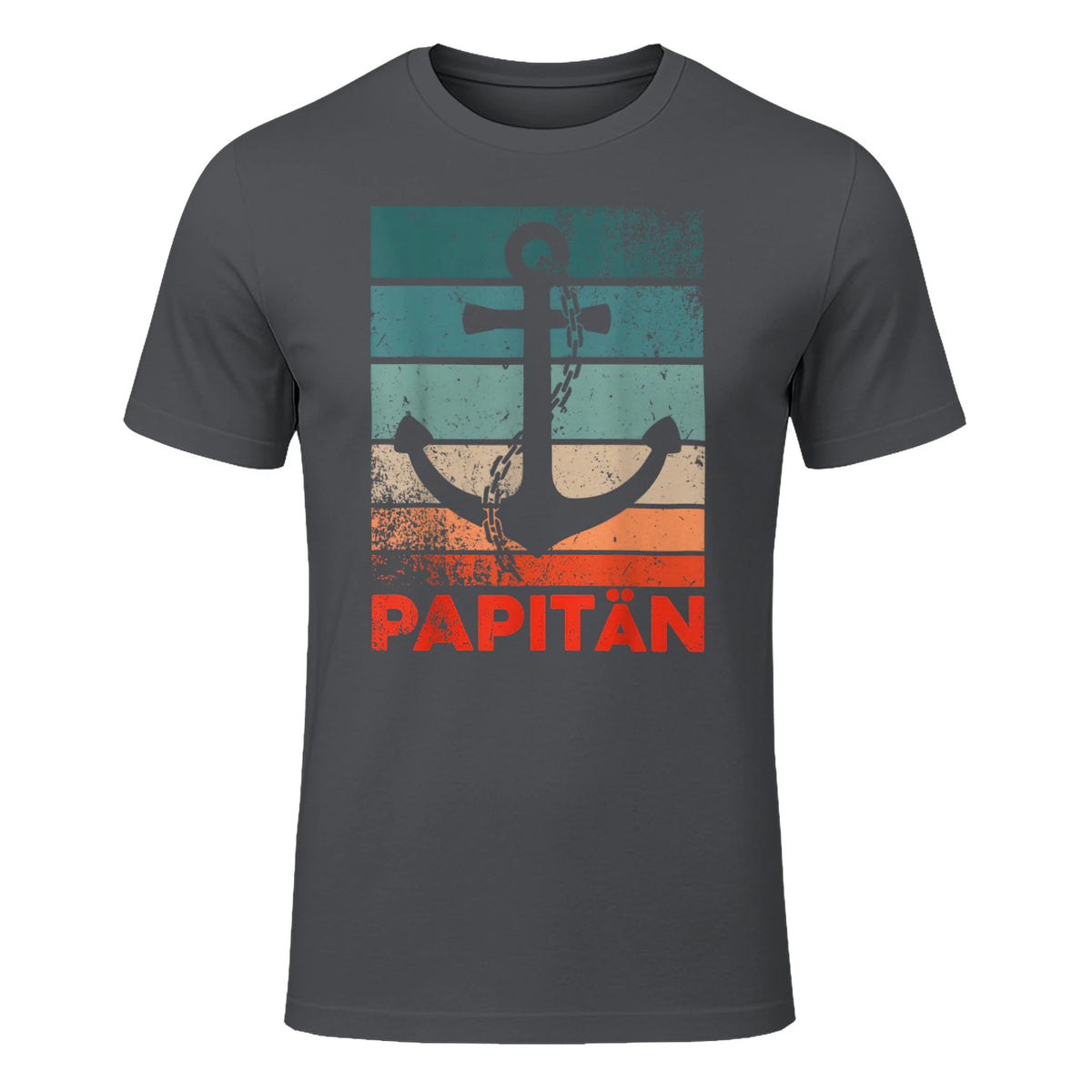 Papitän Papa und Kapitän Lustiges Retro Anker Vatertag in Charcoal - front view