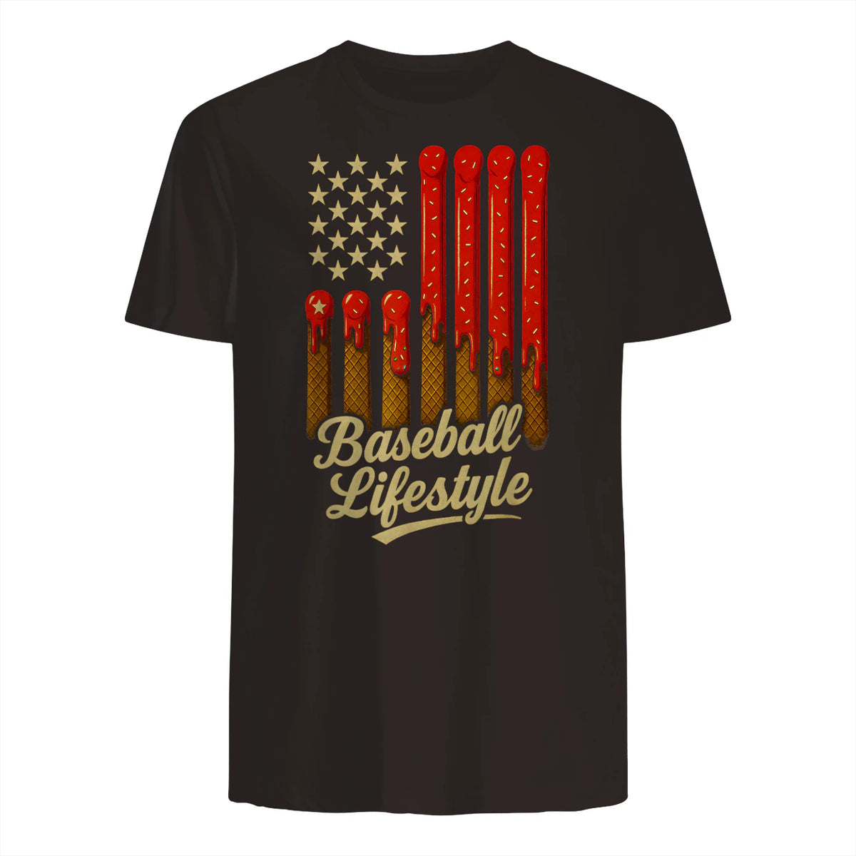 Baseball Lifestyle Apparel Youth Baseball Drip Ice Cream T-Shirt in Dark Chocolate - back view