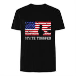 State Trooper USA Flag T-Shirt Gift T-Shirt in Black - back view