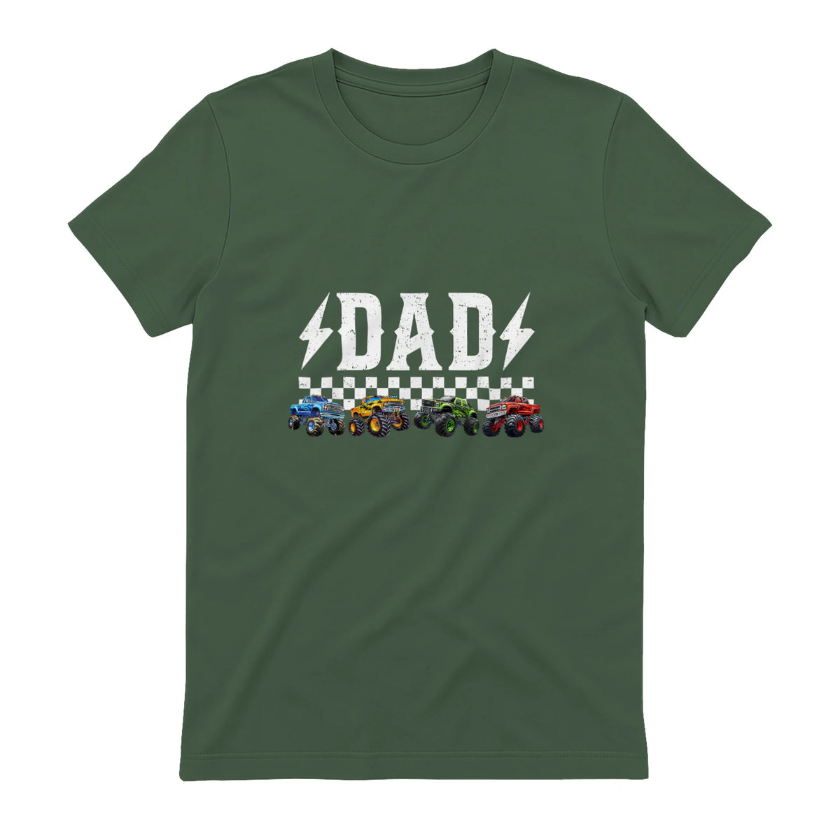 Dad Retro Monster Truck T-Shirt in Military Green - back view