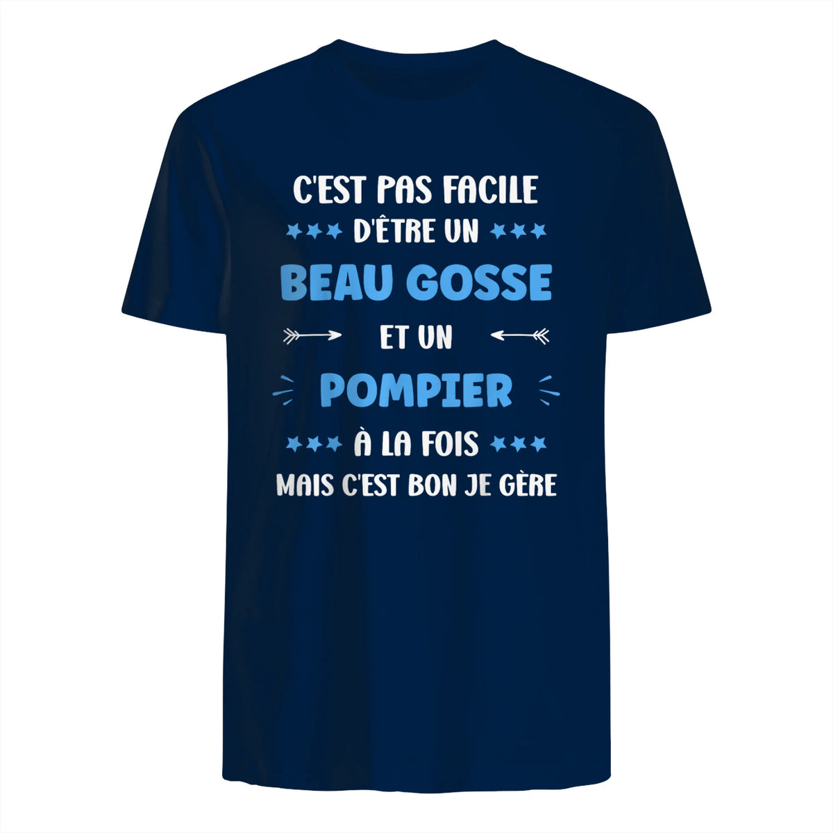 Départ Métier Super Pompier Humour Beau Gosse Pompier in Navy - back view