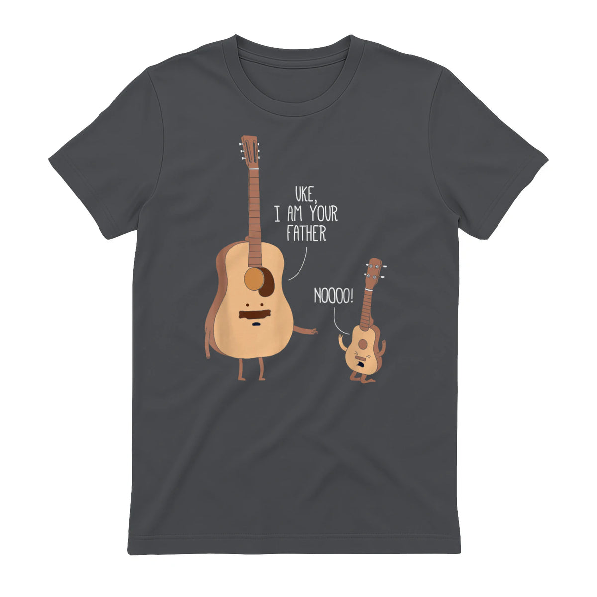 Uke I Am Your Father T Shirt Ukulele Guitar Music in Charcoal - back view