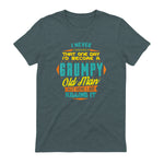 Mens Never Dreamed That I'd Become A Grumpy Old Man Funny Short Sleeve in Dark Heather - back view