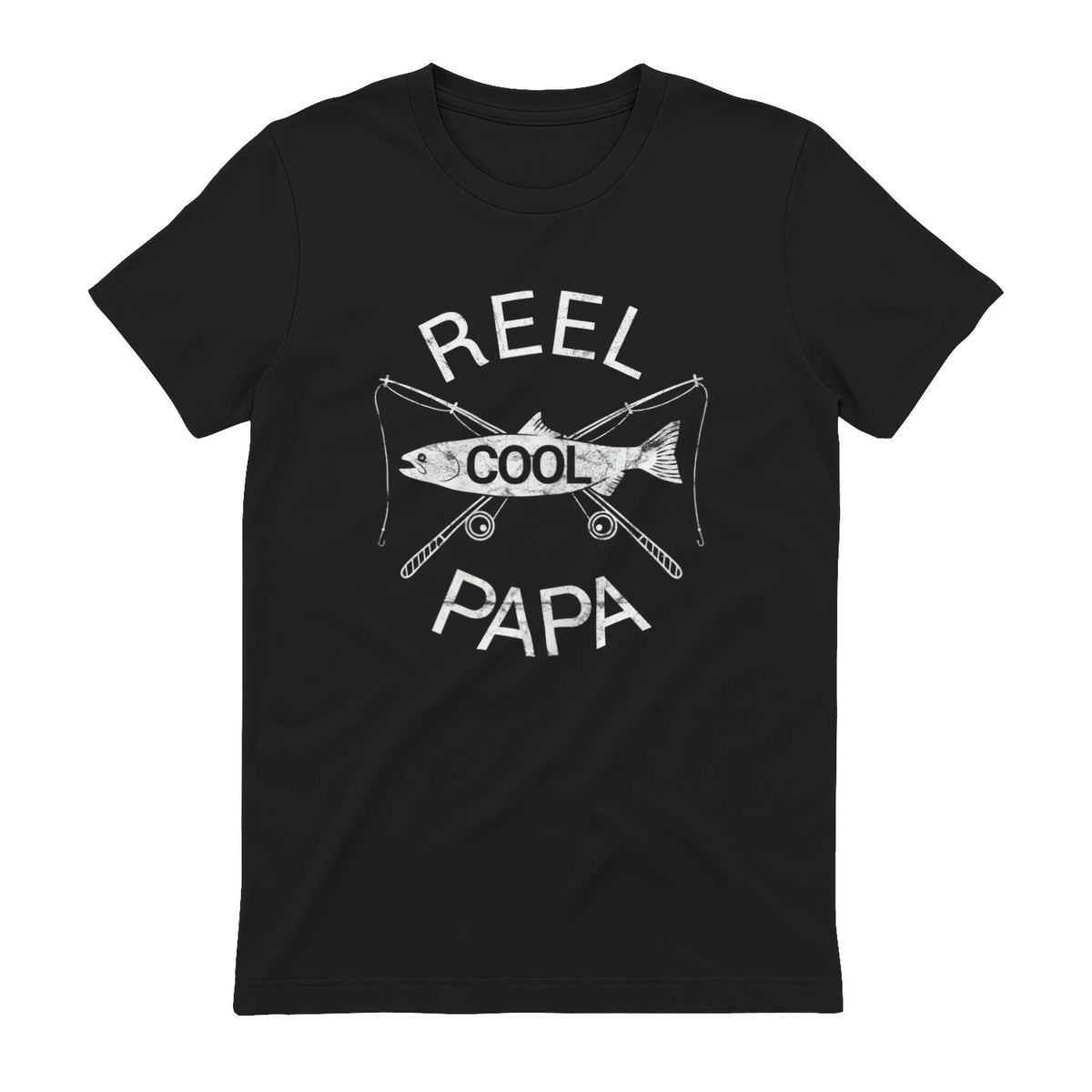 Funny Fishing Reel Cool Papa Dad Joke T-Shirt in Black - back view