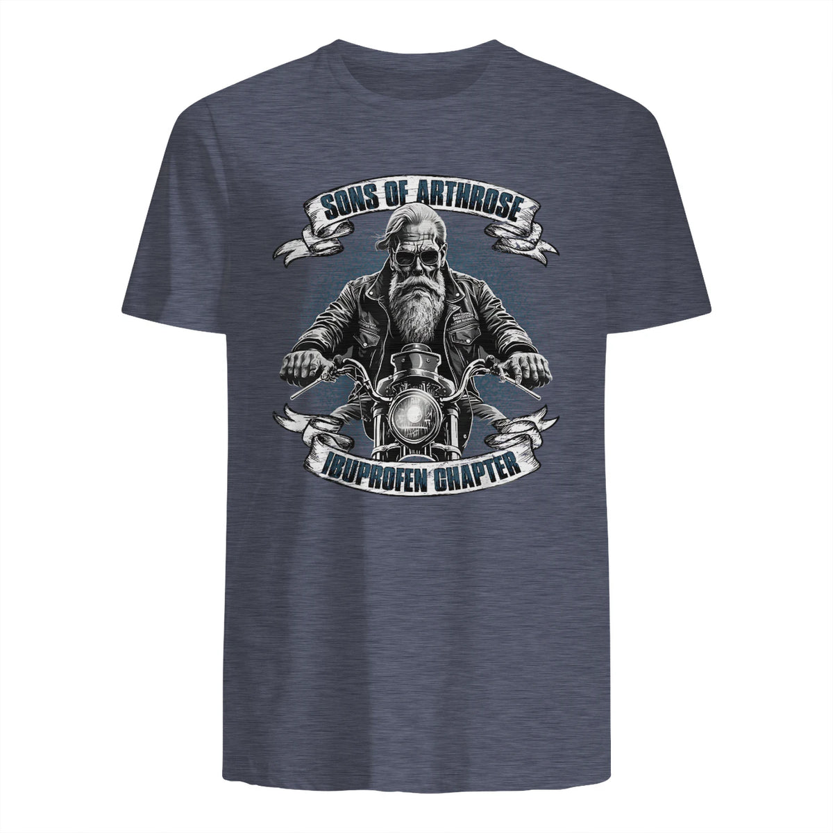 Lustiger Biker Spruch für den alten Mann - Sons of Arthrose - Ibuprofen Chapter Biker Motorradfahrer für ältere in Heather Navy - back view