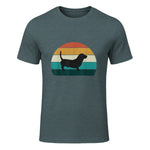 Basset Hound rétro Amant Vintage Sunset Dog & Puppy in Dark Heather - front view
