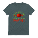I Love Gardening From My Head Tomatoes Funny T-Shirt in Dark Heather - back view