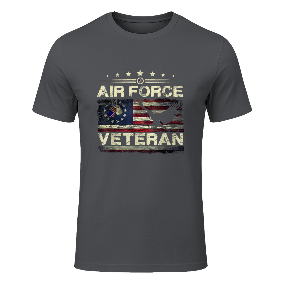 Veteran US Air Force TShirt - American Betsy Ross Flag T-Shirt in Charcoal - front view