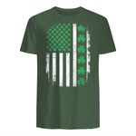 US American Flag with Shamrocks for St Patricks Day T-Shirt in Military Green - back view