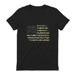 Husband Daddy Protector Hero Fathers Day Camo American Flag in Black - back view