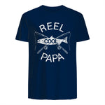 Funny Fishing Reel Cool Papa Dad Joke T-Shirt in Navy - back view