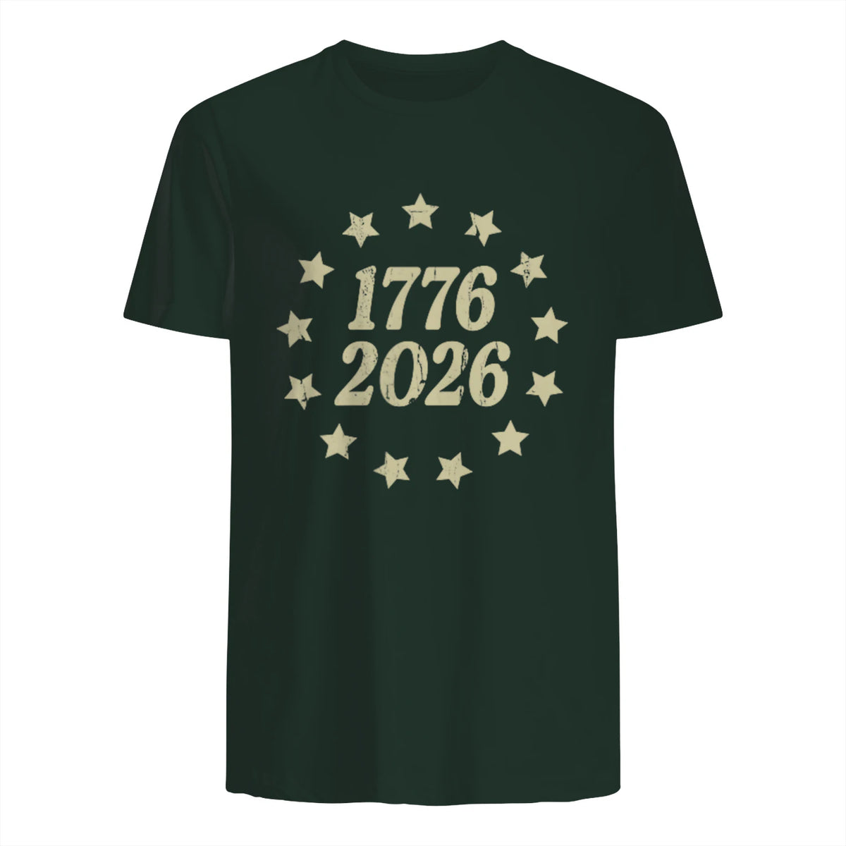 American Flag Front and Back Anniversary T-Shirt in Forest Green - back view