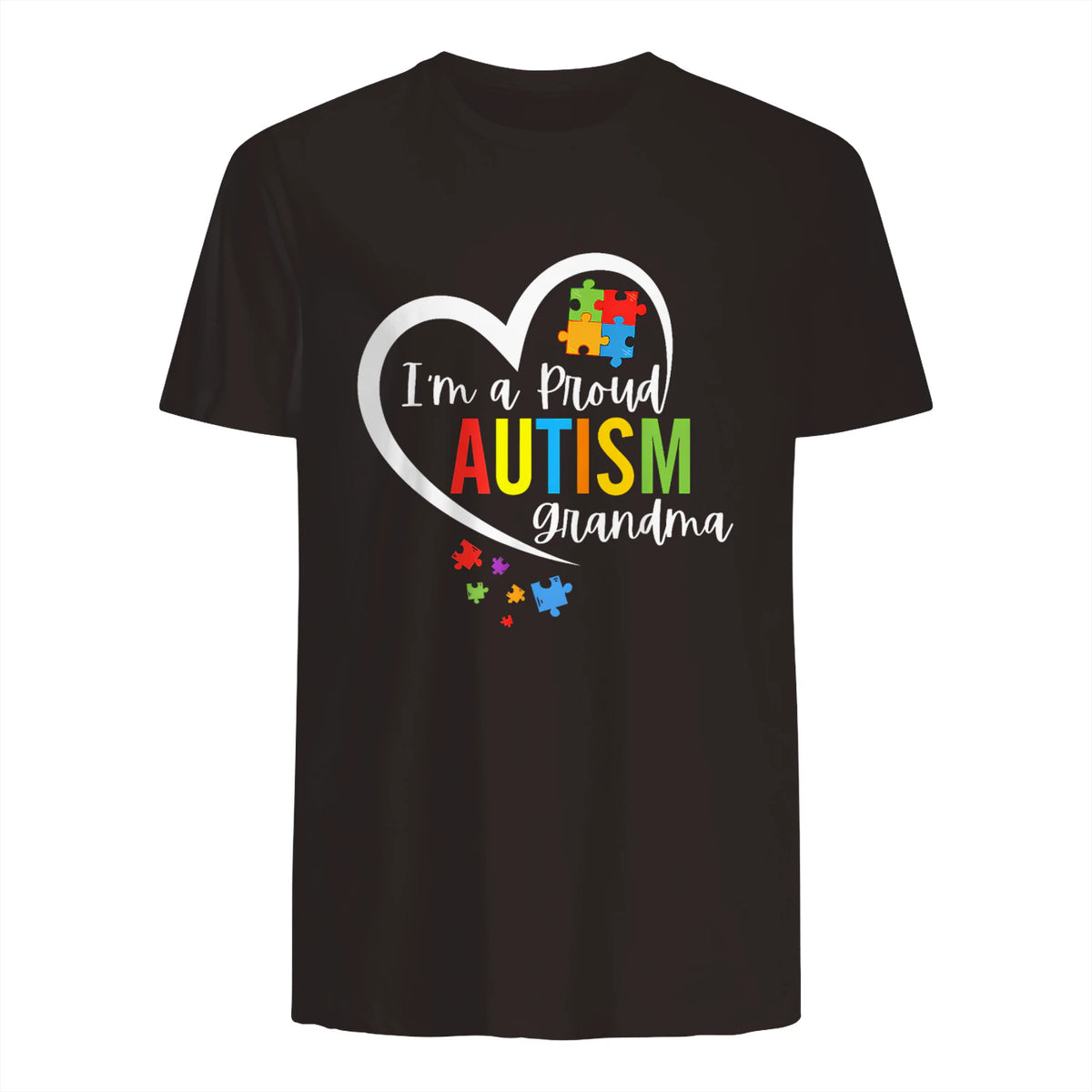 I'm A Proud Grandma Love Heart Autism Awareness Puzzle in Dark Chocolate - back view
