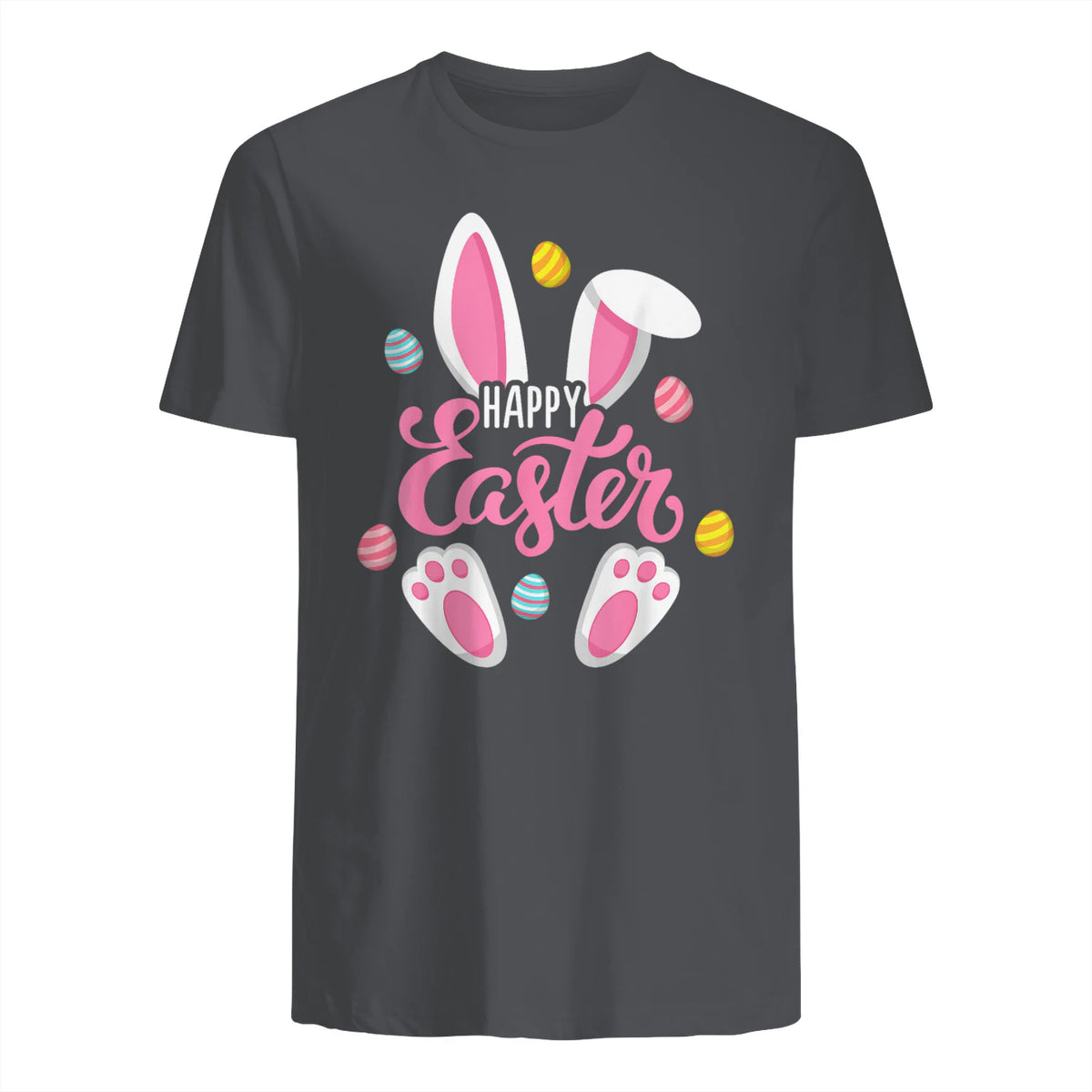 Happy Easter Bunny Women Girls Rabbit Easter Egg Hunt Funny in Charcoal - back view
