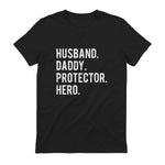 Husband daddy protector hero T Shirt cool father dad tee in Black - back view