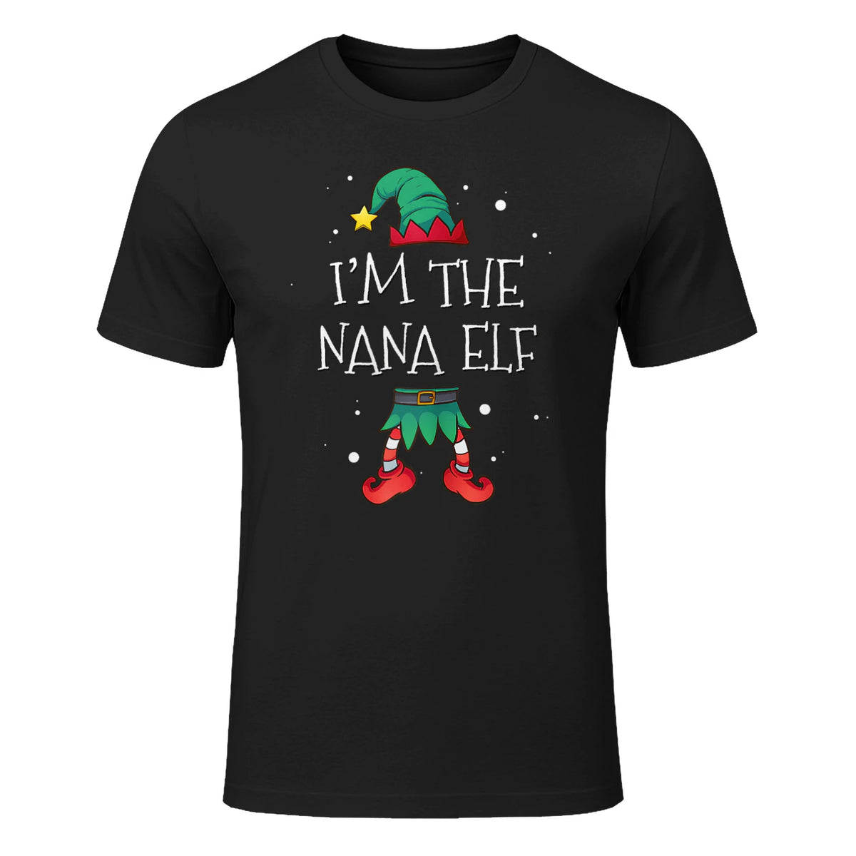 I'm The Nana Elf Shirt Matching Family Outfits Christmas in Black - front view