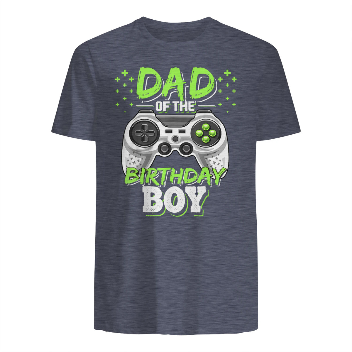 Dad of The Birthday Boy Matching Video Gamer Birthday Party in Heather Navy - back view