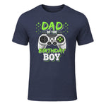 Dad of The Birthday Boy Matching Video Gamer Birthday Party in Heather Navy - front view