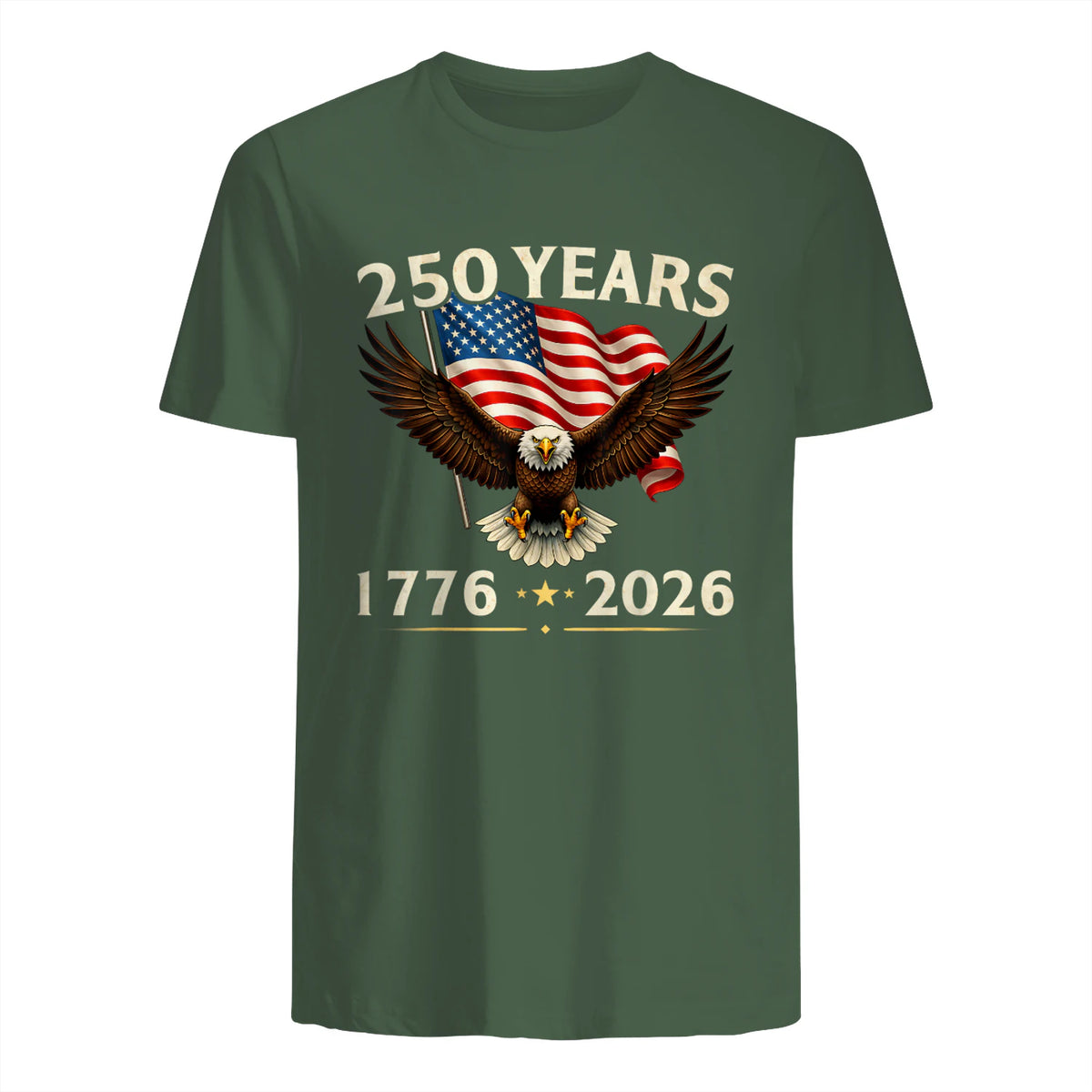 Patriotic Eagle Independence Anniversary T-Shirt in Military Green - back view