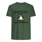 Funny silly penguin t-shirt mens ladies retirement gift in Military Green - back view