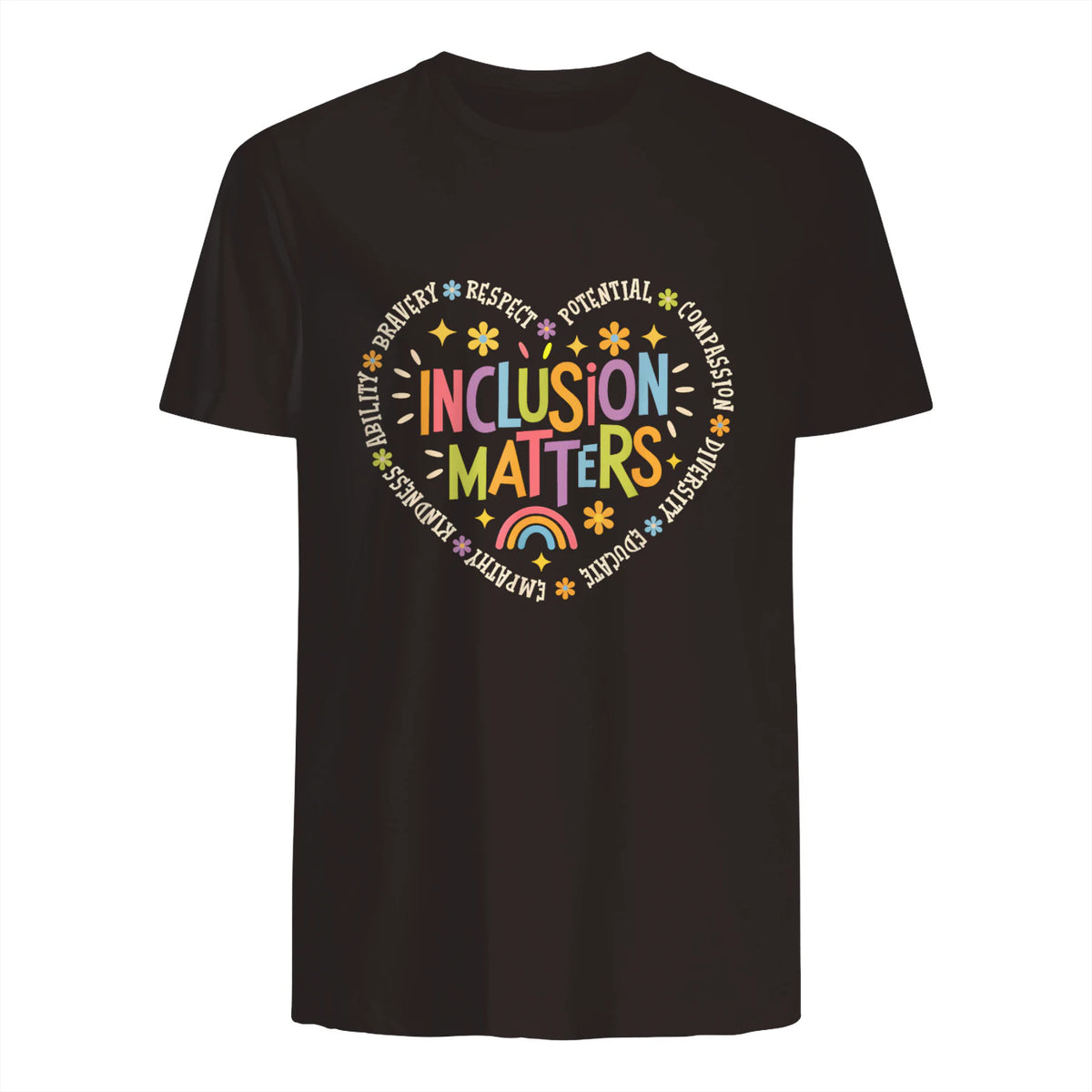 Inclusion Matters Special Education Teacher Autism Awareness in Dark Chocolate - back view