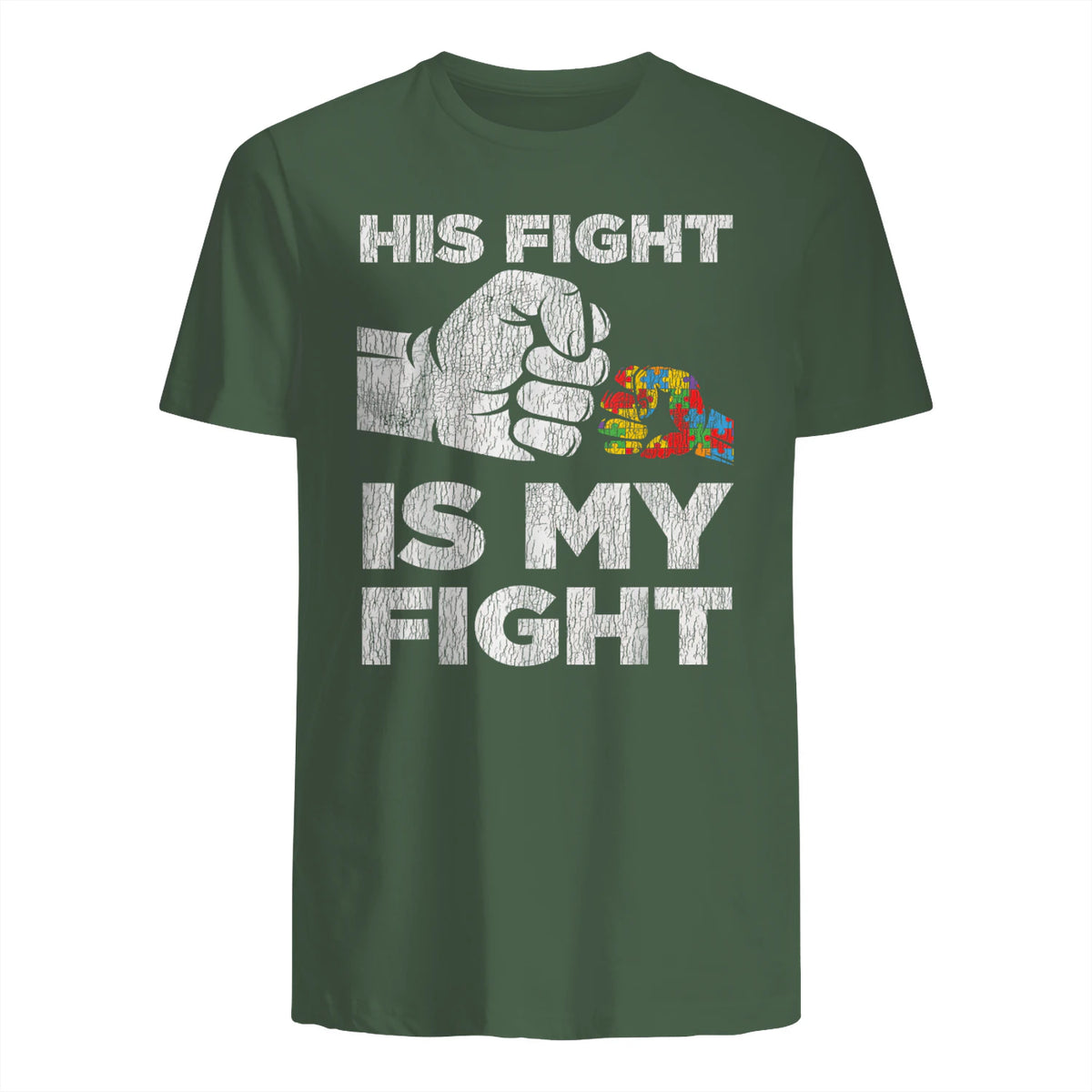 Autism Awareness for Parents of Autistic Kids T-Shirt in Military Green - back view
