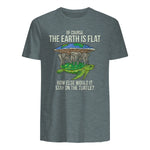 Flat Earth Society T Shirt Turtle Elephants Men Women Gift in Dark Heather - back view