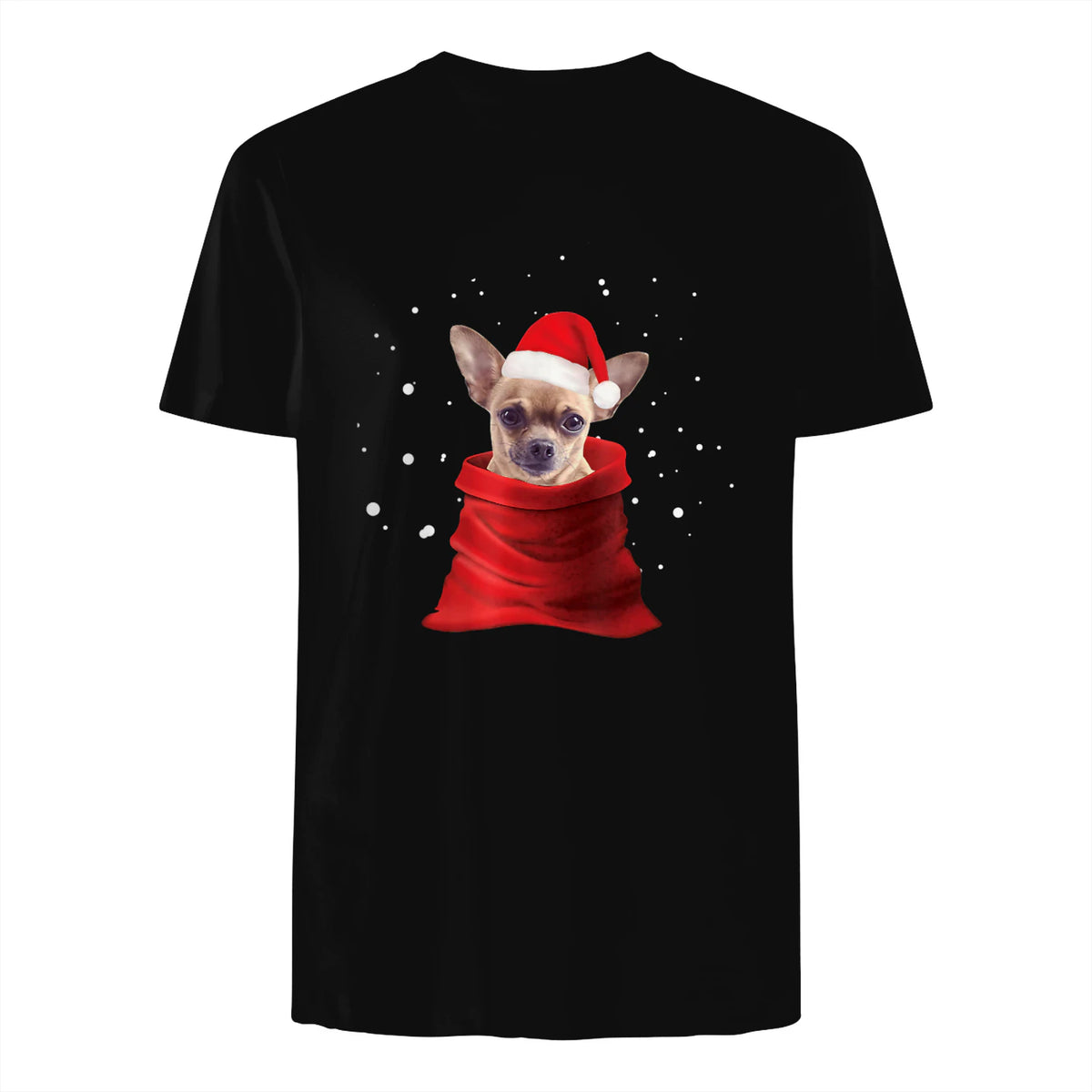 Chihuahua Motif de Noël - Mignon Mignon Xmas Neige Chiwawa in Black - back view