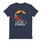 Cat Daddy Vintage Eighties Style Cat Retro Distressed in Heather Navy - back view