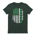 US American Flag with Shamrocks for St Patricks Day T-Shirt in Forest Green - back view