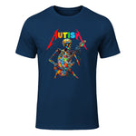 Autism Skeleton Guitar Player Rock Music Autism Awareness in Navy - front view
