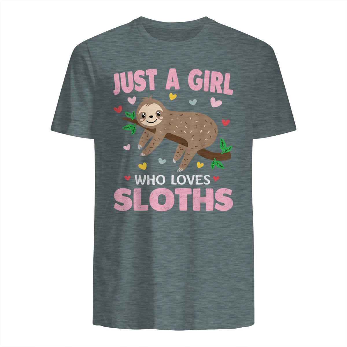 Just a Girl Who Loves Sloths Shirt Gift For Sloths Lover in Dark Heather - back view