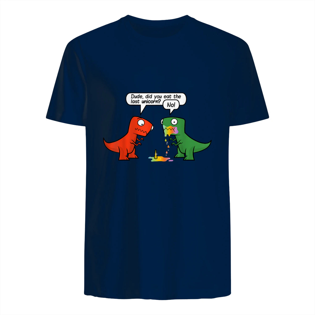 Dude Did You Eat The Last Unicorn Funny Dinosaur in Navy - back view