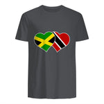 Trinidadian Jamaican Heart Love Jamaica Trinidad Flag in Charcoal - back view