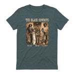 Black Cowboy Western Rodeo Melanin Black History Texas Men T-Shirt in Dark Heather - back view