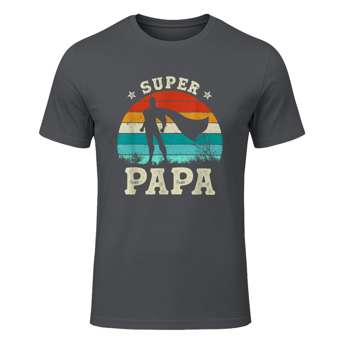Fête des Pères Meilleur Père Humour Retro Super Papa Parfait in Charcoal - front view