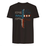 USA Flag Religious Quote Fourth of July Christian Faith T-Shirt in Dark Chocolate - back view