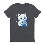 Kawaii Cat Boba Japanese Cute Aesthetic Anime Girls Teens T-Shirt in Charcoal - back view