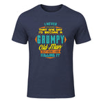 Mens Never Dreamed That I'd Become A Grumpy Old Man Funny Short Sleeve in Heather Navy - front view