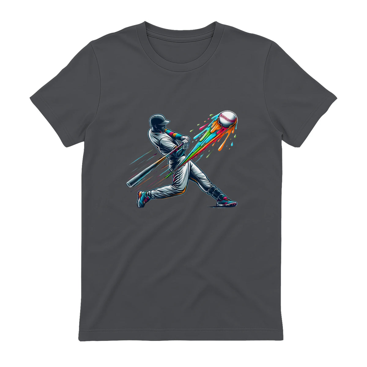 Baseball Player Drip T-Shirt in Charcoal - back view