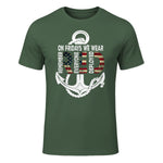 On Fridays We Wear Red Remember Everyone Deployed Navy T-Shirt in Military Green - front view
