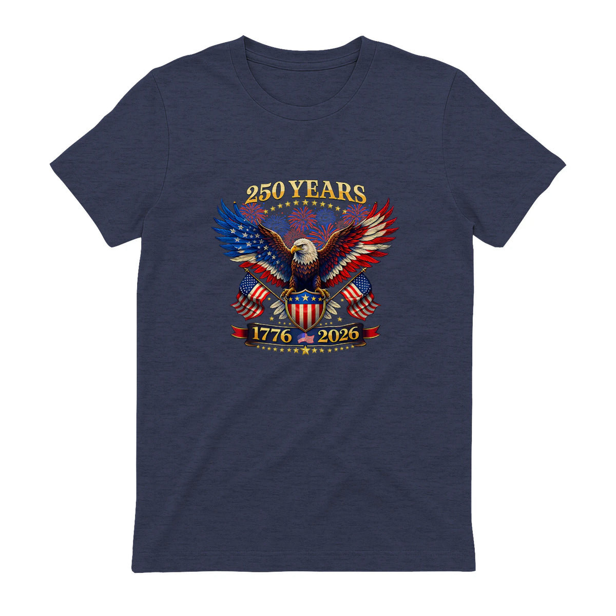American Independence Day Anniversary T-Shirt in Heather Navy - back view