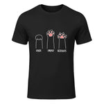 Introvert Cat Animal Rescue Pet Lover Apparel Rock Paper Scissors Hand Game Cute Paw Funny Cat T-Shirt in Black - front view
