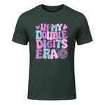 In My Double Digits Era Tenth Birthday Girl T-Shirt in Forest Green - front view