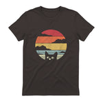 Pack A Punch Women's Retro Cat Graphic T-Shirt - Black, Short Sleev in Dark Chocolate - back view