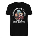 Cats Side Quest Funny Tabletop T-Shirt in Black - back view